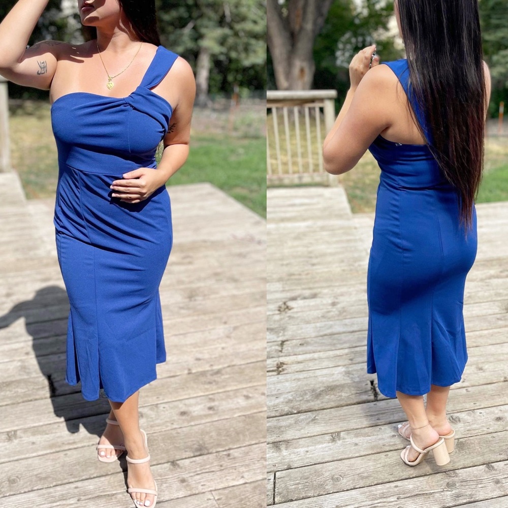 NWOT Royal Blue Cocktail Midi Mermaid Dress